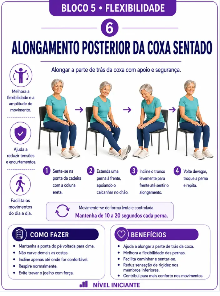 Alongamento posterior da coxa sentado